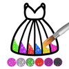 Glitter dress coloring and drawing book for Kids ไอคอน